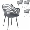 Outsunny Set di 4 Sedie da Giardino Resistenti ai Raggi UV con Bracciolo e Schienale, in Plastica, 56x51x84 cm, Grigio Scuro | Aosom Italy