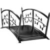 Outsunny Ponte da Giardino in Metallo 1,2 m, Ponte Decorativo per Stagni con Ringhiere di Sicurezza e Design a Foglie, Nero | Aosom Italy