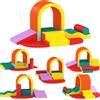 AIYAPLAY Set di 10 Pezzi Percorso di Motricità per Bebè, Modulo Motricità in Schiuma EPE con Rivestimento in PU, Multicolore | Aosom Italy