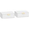 HOMCOM Set di 2 Comodini da Parete, Comodini Sospesi con Cassetto Ondulato, 40x30x15 cm, Bianco | Aosom Italy