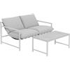 Outsunny Set di 2 Pezzi Salotto da Giardino Esterno, Divano con Cuscini, Tavolino in Vetro Temperato Effetto Marmo 3D, 125x80x64 cm, Grigio Chiaro | Aosom Italy