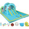AIYAPLAY Castello Gonfiabile Acquatico 7 in 1 con Soffiatore, 2 Scivoli, Trampolino, Piscina, Canestro e Colonna da Boxe, 426x360x198 cm | Aosom Italy