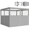 Outsunny 4 Pareti Laterali per Gazebo 3x3 m, Pannelli Impermeabili per Tenda con 8 Finestre, Protezione UV 30+, Grigio Chiaro | Aosom Italy