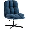 HOMCOM Poltrona da Salotto Girevole 360° con Altezza Regolabile, Seduta Ampia, Rivestimento in Lino e Base in Metallo, Blu Scuro | Aosom Italy