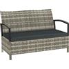 Outsunny Panca da Giardino a 2 Posti con Contenitore 125L, Cuscino e Maniglie, in Polyrattan, 123x70x82 cm, Grigio Scuro | Aosom Italy