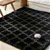 YNNHUDEEP Tappeto a pelo lungo, lavabile, antiscivolo, morbido, per soggiorno, camera da letto, cameretta dei bambini (grigio-nero, 80 x 160 cm)
