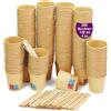 GoBeTree 200 tazze da caffè monouso da 120 ml / 4 oz in cartone Kraft, tazze di cartone Kraft monouso con agitatori per caffè in legno. Per bevande calde e fredde