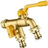 HSJKWPT Rubinetto Doppio da Giardino in Ottone,Lavatrice Rubinetto 1/2 x 3/4 x 3/4 e 3/4 x 3/4 x 3/4 Rubinetto Da Giardino Doppia Uscita per Giardino,Lavatrice (3/4)