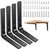 BSTDAYEVER Supporto per scaffali, colore nero, 4 pezzi, angolo in metallo, 90 gradi, con viti, per console da parete (nero, 150 x 200 mm)