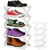 CEWROM Piccola scarpiera, organizer per scarpe, 5 ripiani, bambù, pieghevole, scaffale autoportante per ingresso, camera da letto, armadio, angolo soggiorno, nessuna installazione necessaria, bianco