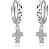 Belons - Orecchini a cerchio a forma di croce, in argento Sterling 925, con zirconi cubici, per donne e ragazze