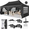 COBIZI Gazebo pieghevole 3 x 6, 3 x 6, impermeabile, stabile, resistente all'inverno, tettoie apribili istantaneamente, tenda da giardino con 6 parti laterali, per feste, giardino, festival, grigio