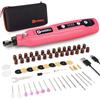 HARDELL Mini strumento rotante a batteria con LED, 5 velocità (5000-18000 giri/min), 3,7 V, set di attrezzi multifunzione con 69 accessori, set di incisione per resina, legno, vetro, fai da te (rosa
