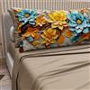 PETTI Artigiani Italiani - Lenzuola in Cotone con Federe in Stampa Digitale, Matrimoniale Maxi, Completo Lenzuolo Sopra e Sotto con Angoli, Floreale 05 16 Tortora, 100% Made in Italy