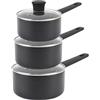 Russell Hobbs COMBO-8693 - Set di pentole antiaderenti, induzione, con coperchi in vetro, alte prestazioni, facile da pulire, uso poco/senza olio, manico morbido al tatto, 16/18/20 cm, collezione