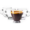 Glasmark KROSNO 1992 Set di 4 Bicchierini da Espresso 85 ml con Manico - Piccole Tazze in Vetro per Caffè e Ristretto - Casa Ristorante e Hotel - Resistenti in Lavastoviglie - Roma