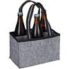 Relaxdays Portabottiglie, 6 Divisori, Feltro, Borsa da Uomo per Bottiglie da 0,5 l, Birra, Olio, 15x24x15 cm, Grigio