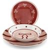 H&H Servizio Tavola Rosy 18 Pezzi in Porcellana - Piatti Piani, Fondi e Frutta con Decorazioni Rosa e Bordeaux - Adatto Lavastoviglie e Microonde, Idea Regalo Perfetta