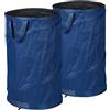 Relaxdays Sacchi da Giardinaggio, Set da 2, Fogliame e Rifiuti, Sistema Pop Up, 120 l, Impermeabile, HD 72x45 cm, Blu