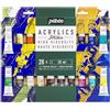 PEBEO Pébéo Studio Acrylics - Kit di Pittura Acrilica - 20 Tubetti da 20 ml + Pennello - Colori Assortiti - Ideale per Artisti e Principianti