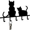 Maximex WENKO 8004500 Schlüsselboard Katzen - con 5 ganci, Ferro, 20 x 2 x 15 cm, Nero