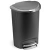 simplehuman CW1357 cestino semi-rotondo con pedale, pattumiera da cucina, plastica grigia, 50 L