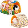 LeGeYo Letto Invernale per Animali 2 Pezzi Nido per Piccoli Animali Cuscino Morbido Lavabile per Porcellini d'India Conigli Furetti Criceti Casetta Portatile e Confortevole