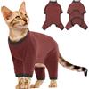 PUMYPOREITY Giacca per gatti, tuta post operatoria con gambe, antigraffio, per smettere di leccare, alternativa al cono, non inibisce i movimenti dell'animale domestico (marrone rossastro, L)