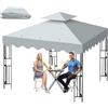 Bsteciar Telo Gazebo 3x3 m, 2 Livelli Tetto di Ricambio per Copertura con Airvent e 12 Fori di Drenaggio, Impermeabile e Anti-UV 300D Copertura Gazebo Rimovibileer Giardino, Terrazza, Campeggio e Spiaggia