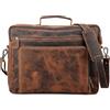 LEARICHI 16 Pollice Fatto A Mano Cacciatore Disperato In Pelle Laptop Spalla Borsa A Tracolla per Uomo Marrone Borsa A Tracolla In Stile Vintage Con Scomparto Imbottito, Naturale., xl