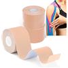 Grunda-Tape Kinesiologico 3 Rotolo,Beige Tape Sportivo 5m x 5cm Kinesio Taping Taping Kinesiologico Impermeabile ed Elastico Nastro Kinesiologico, cerotto kinesiologico