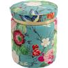 Kare Design sgabello Flower Fever, multicolore, sfondo azzurro, rotondo, diametro 39cm, per divano, camera da letto, pouf, altezza seduta 47 cm