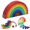 KQDRAVINE arcobaleno di legno giocattolo, blocchi di costruzione in legno impilabili per bambini (10 colori)