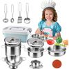 TUZHE Set 14 Accessori Cucina per Bambini, Giochi in Acciaio Inox per Pentole, dai 3 Anni in Su