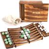 PYXOR WOODLINE - Gioco di strategia in legno per 2 giocatori, 4 in fila rivisitato, tabellone in bambù, biglie colorate, cofanetto regalo, gioco per adulti e famiglie