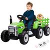 GarveeHome Trattore Elettrico Bambino con Rimorchio Rimovibile, Auto Elettrica 35W Doppio Motore, Telecomando Parentale, LED, Musica, USB/Wireless, 3 Velocità, 3-8 anni, Verde