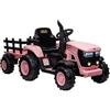 Garvee Trattore elettrico per bambini con rimorchio smontabile, auto elettrica per bambini 3-6 anni, 12 V a 6 pneumatici con telecomando musicale, 3 velocità, fari LED, corno, 138 x 53 x 54 cm, colore