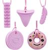GNAWRISHING Collane da masticare per bambini sensoriali, 5 pezzi, rosa, giocattoli masticabili sensoriali per autismo, ragazze e ragazzi, ADHD, bambini e adulti