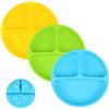 Vicloon Piatto con Ventosa per Bambini in Silicone, 3 Set Piatti Bambini Pappa Svezzamento Piatto con 2 Cucchiaio e 2 Forchetta, Piastra di Alimentazione per Neonati, Lavabile in Lavastoviglie(3pcs)