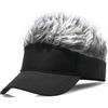 MESU Cappello da baseball da uomo con visiera, cappello da golf con visiera e capelli finti, Nero grigio, Taglia unica