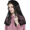 BEAUTELICATE Velo di Pizzo da Chiesa Donna Cattolica Mantilla Sciarpa Copricapo Foulard Velo Muliebre per Chiesa Messa In Latino Nero Blu V115 (D Form - Nero)