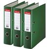 Esselte - Raccoglitori a Leva, Linea D75 Essentials, Colore: Verde scuro, Set da 3 Pezzi, Set 3 Raccoglitori, Verde