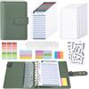 Euqvunn Money Binder, Quaderno Risparmio Soldi A6 con Bustine per Contanti, Chiusure Regolabili Budget Planner, Budget Binder per Organizzatore di Soldi, Portafoglio A6 per Cash Stuffing -Verde Oliva