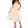 Livtany Abito Midi da Donna con Spalle Scoperte Senza Spalline Senza Maniche Drop-Waist A Line Abito alla Moda Estivo Swing Patchwork Dress, Giallo, S