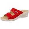 Montafia, Ciabatte Donna in Microfibra Traspirante, con Doppio Strappo Regolabile, Aperte in Punta, Sottopiede in Pelle, Rosso, 36