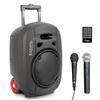 Ibiza - PORT8UHF-MKII-TWS - Altoparlante portatile da 8/400 W MAX con 1 microfono cablato e 1 microfono UHF, telecomando e custodia per il trasporto - Bluetooth, USB, SD e TWS - 6-8 ore di autonomia