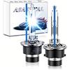 Asasytal D2R Lampadine Allo Xeno 35W 8000K, Bianco Bluastro Freddo Kit di Retrofit per Lampade HID,per l'aggiornamento Delle Lampadine Allo Xeno Originali,Base Durevole in Acciaio Inossidabile, 1 Paio