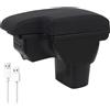 KAERGK Braccioli auto per Nissan JUKE ESQ 2013-2017 Console centrali per auto Doppio spazio di archiviazione 3 porte USB robuste e durevoli montaggio rapido pelle nera (linea nera)