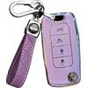 ontto TPU Car key fob cover Fit for Jeep Renegade for Dodge Compass Cherokee per Fiat 500X Flip chiave caso Smart Key Shell Holder borsa portachiavi accessori protettivi 4 pulsanti Viola B