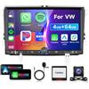 VECHTEL 4G 64G VECHTEL 7 Autoradio Bluetooth per VW Golf 5 6 Polo Passat Skoda Touran Seat Carplay Android Auto,DSP EQ,Wifi GPS Navi,RDS/FM Radio 2 din con Retrocamera AHD